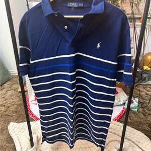 Ralph Lauren Men's Navy and White Striped Polo Shirt